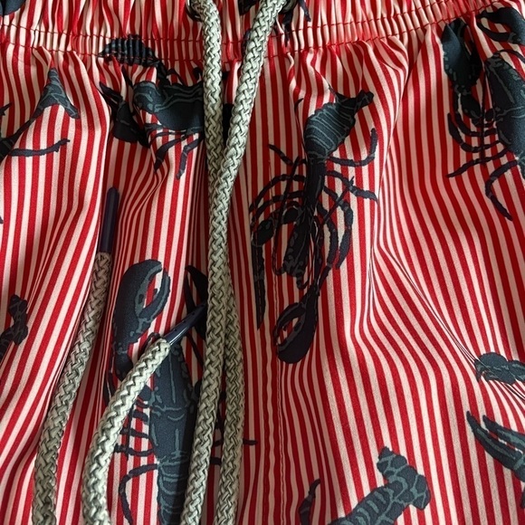 Rainforest Navy Blue Lobster and Red Striped Swim Trunks Size Medium - Picture 3 of 8